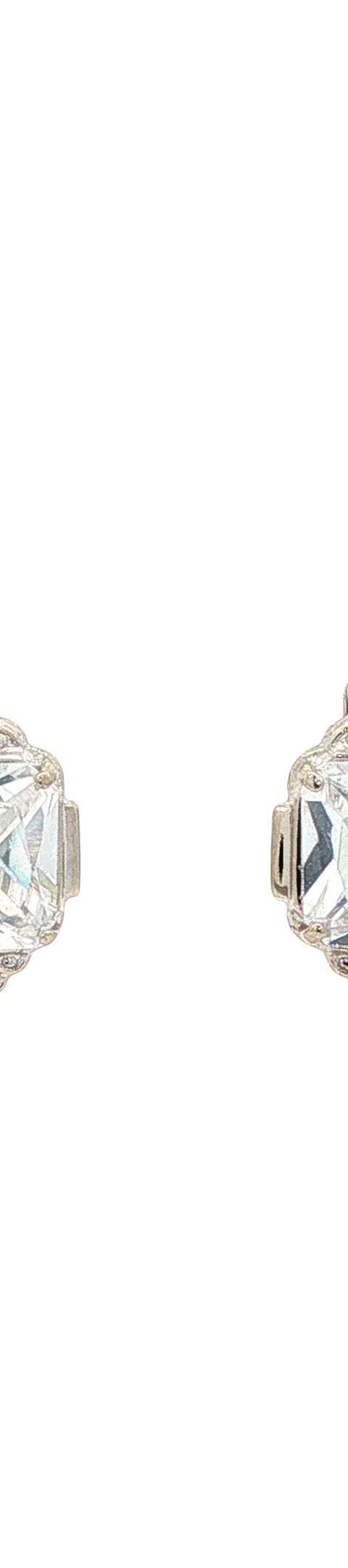 Vintage 14K White Gold Drop Earrings with Cubic Zirconia